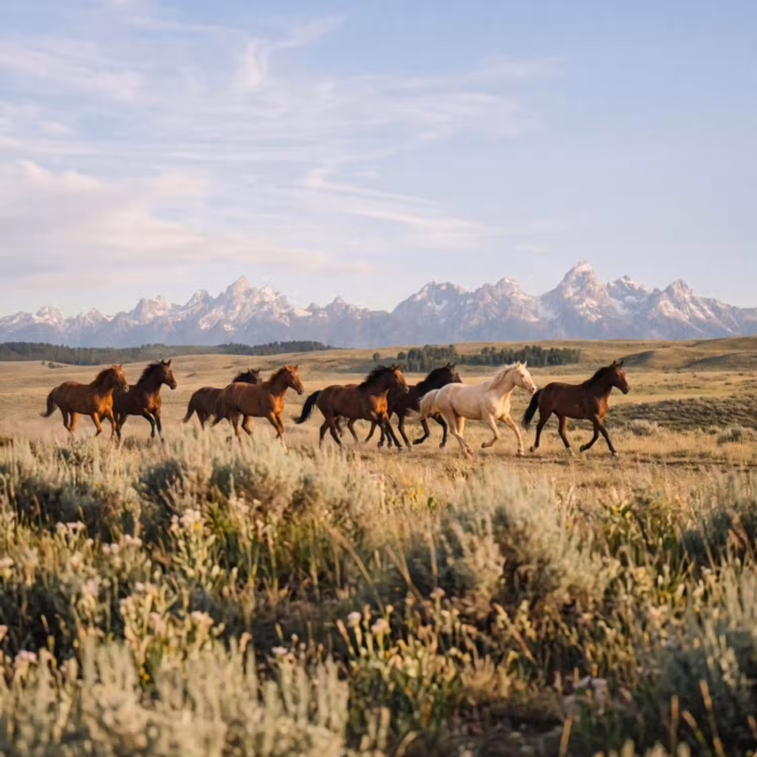 Behang - Paarden - Kudde - Bergen - Vrijheid - Wild