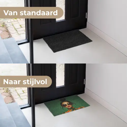 Vrouw - Groen - Modern - Bril - Abstract Deurmat klein -voor-na_NL