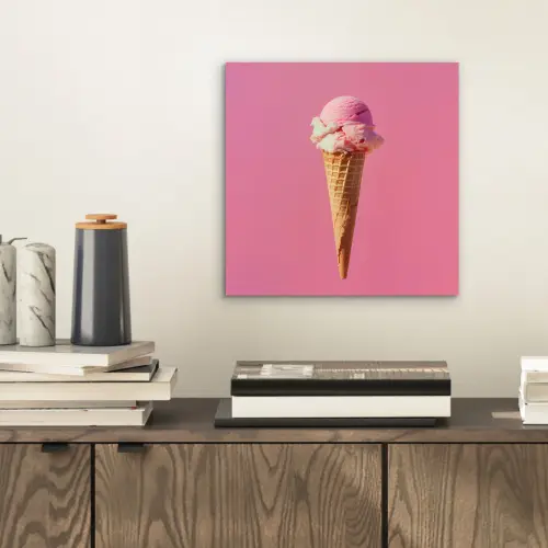 Hoorntje - Schepijs - Roze aluminium wit klein -sfeer1