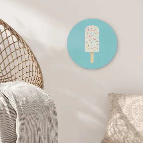 Ijsje - Stokje - Sprinkles - Lichtblauw Akoestische PET Vilt - Rond klein -sfeer4