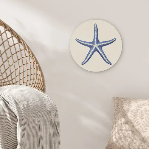 Blauwe zeester - Minimalistisch - Beige Akoestische PET Vilt - Rond klein -sfeer4