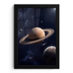 Planeten - Saturnus - Ruimte fotolijst zwart zonder passe partout klein -3d