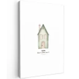 Huisje - Groen - Tekst - Liefdevol Tuinposter op houten frame 2 cm dik middel -3d