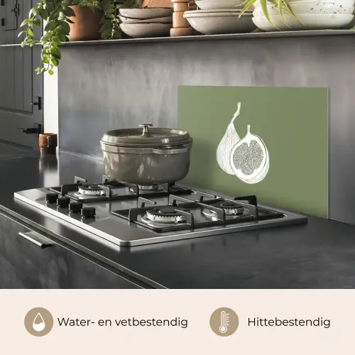 Vijgen - Minimalistisch - Getekend - Mosgroen keuken achterwand spatscherm klein -usp_NL