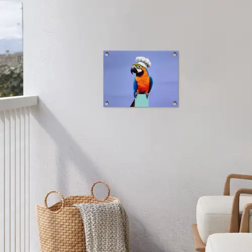Papegaai - Koksmuts - Vogel - Leuk tuinposter los doek klein -sfeer8