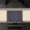 Modern - Patroon - Donkerblauw - Roze keuken achterwand spatscherm klein 900 -sfeer1