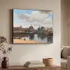 Vermeer - Stad - Oude meesters - Kunst Textielframe zwart klein -sfeer3