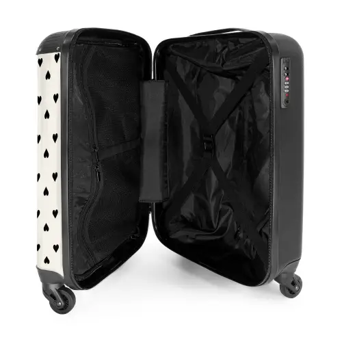Valentijn harten in ruitpatroon zwart NBS - Handbagage koffer - Kinderen Unisex middel -binnenkant