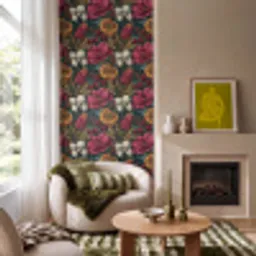Bloemen - Patroon - Rood - Goud Behang Vinyl klein 1060 -sfeer2