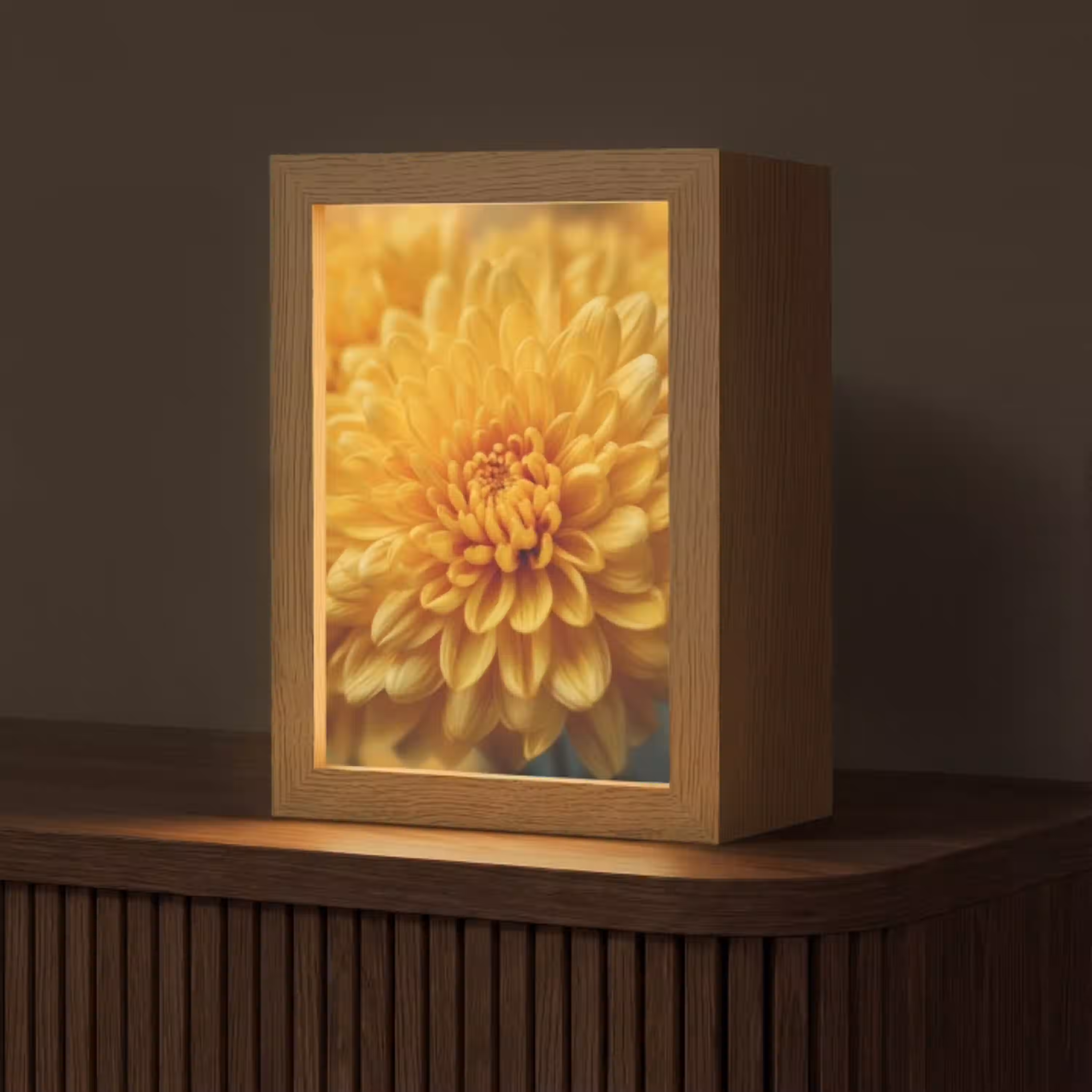 Geel - Chrysant - Zachtheid Light Box met kabel (Tafellamp) klein -z3d_website