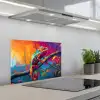 Kameleon - Tak - Gestreept - Bladeren keuken achterwand spatscherm klein -3d_schuin