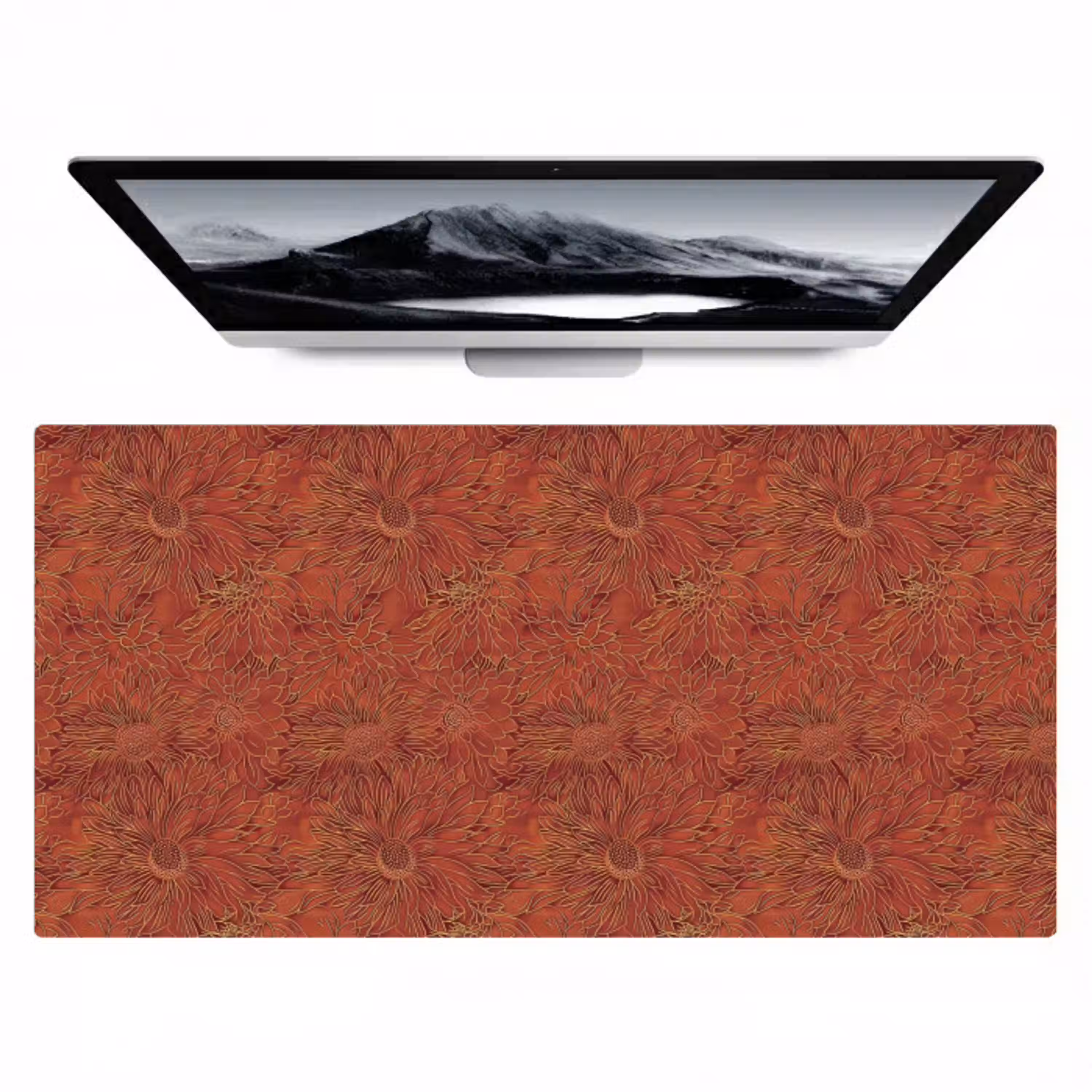 Oosters - Bloemen - Terracotta Muismat XXL klein 681 -zzz3d
