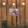 Giraffe - Bloemen - Roze tuinposter los doek klein -sfeer1