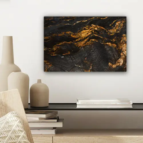 Marmer - Kalk - Zwart - Goud - Marmerlook - Luxe canvas 2cm klein -sfeer6