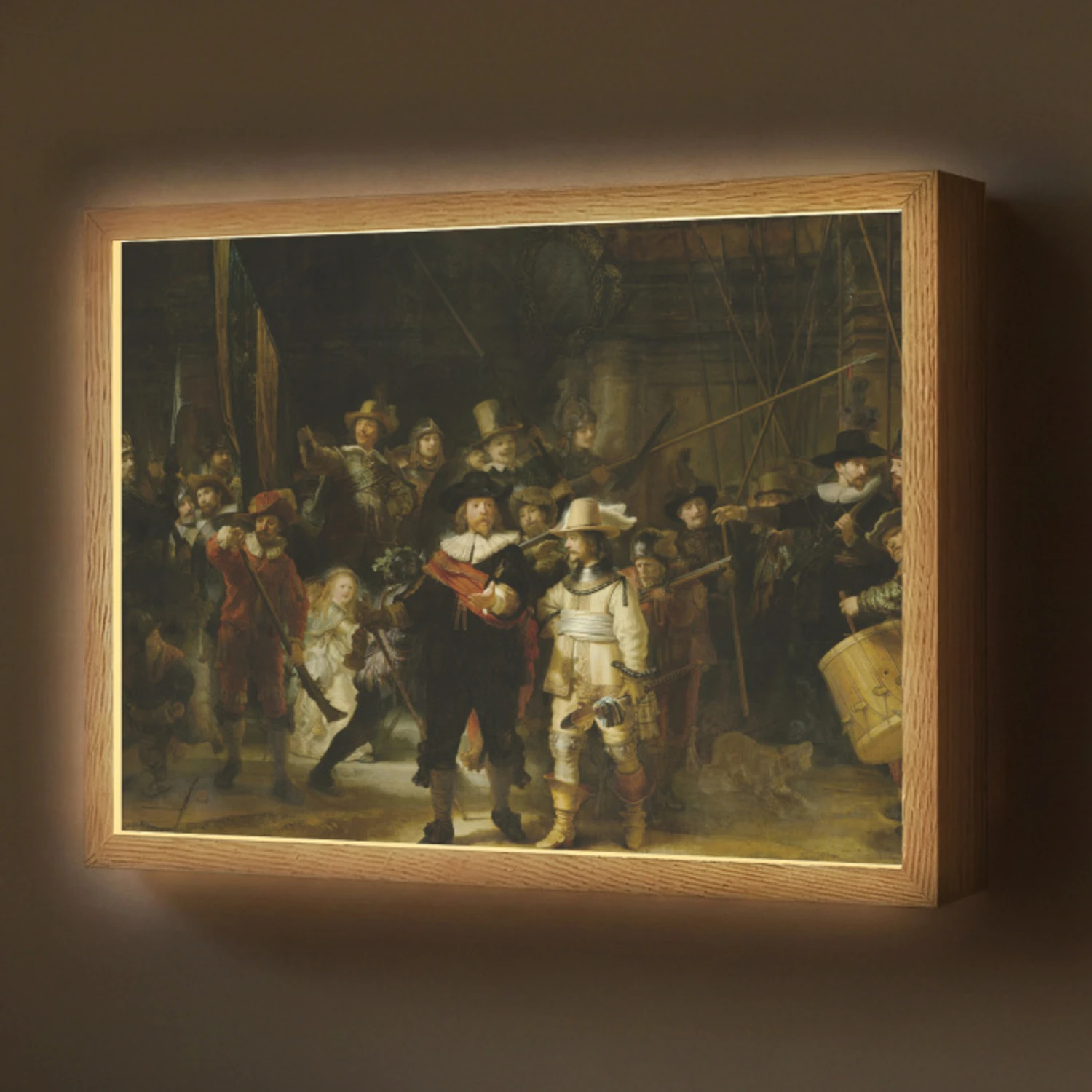 De Nachtwacht - Kunst - Oude meesters - Rembrandt Light Box met batterij (Wandlamp) middel -z3d_website