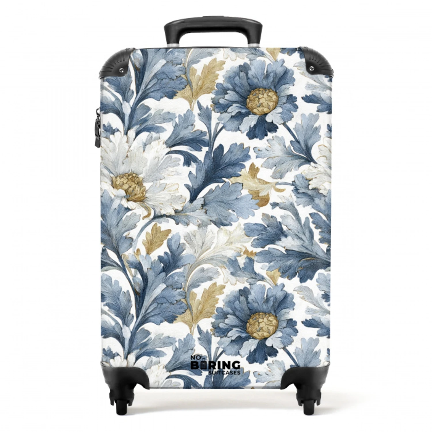 Barok bloemen patroon blauw NBS - Handbagage koffer - Volwassenen Unisex middel -productfoto_recht