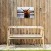 Schotse hooglander - Bruin - Water Tuinposter op houten frame 2 cm dik klein -sfeer4