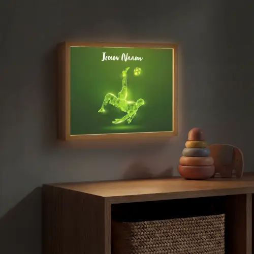 Voetbal - Groen - Omhaal Light Box met batterij (Wandlamp kind) middel -sfeer5_kind