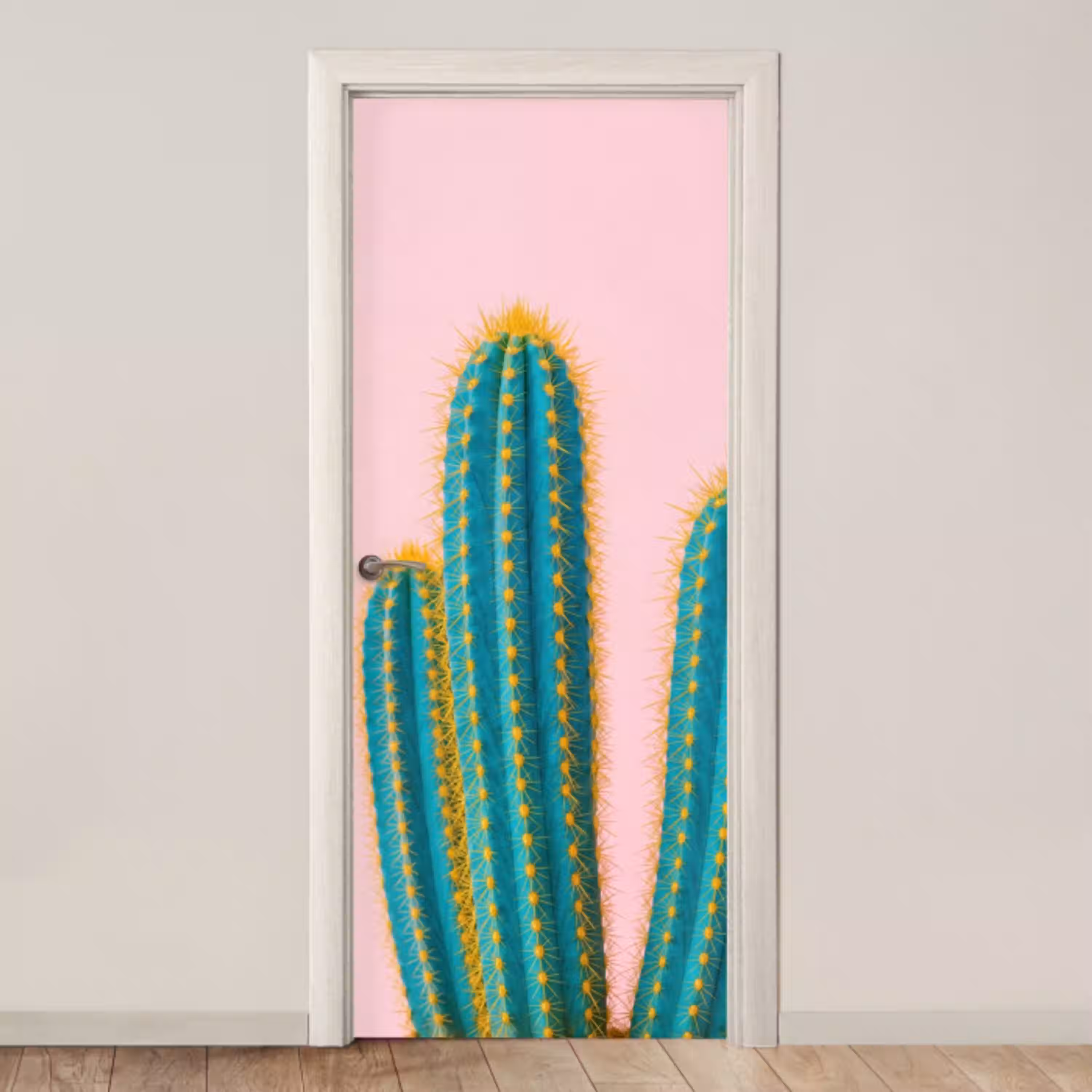 Cactussen - Modern - Pastel deurposter klein -3d_beige