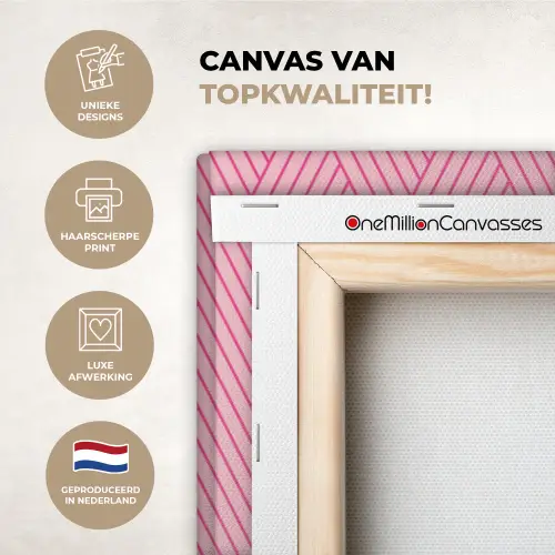 Roze - Patroon - Lijnen canvas 2cm xxl 828 -sfeer2