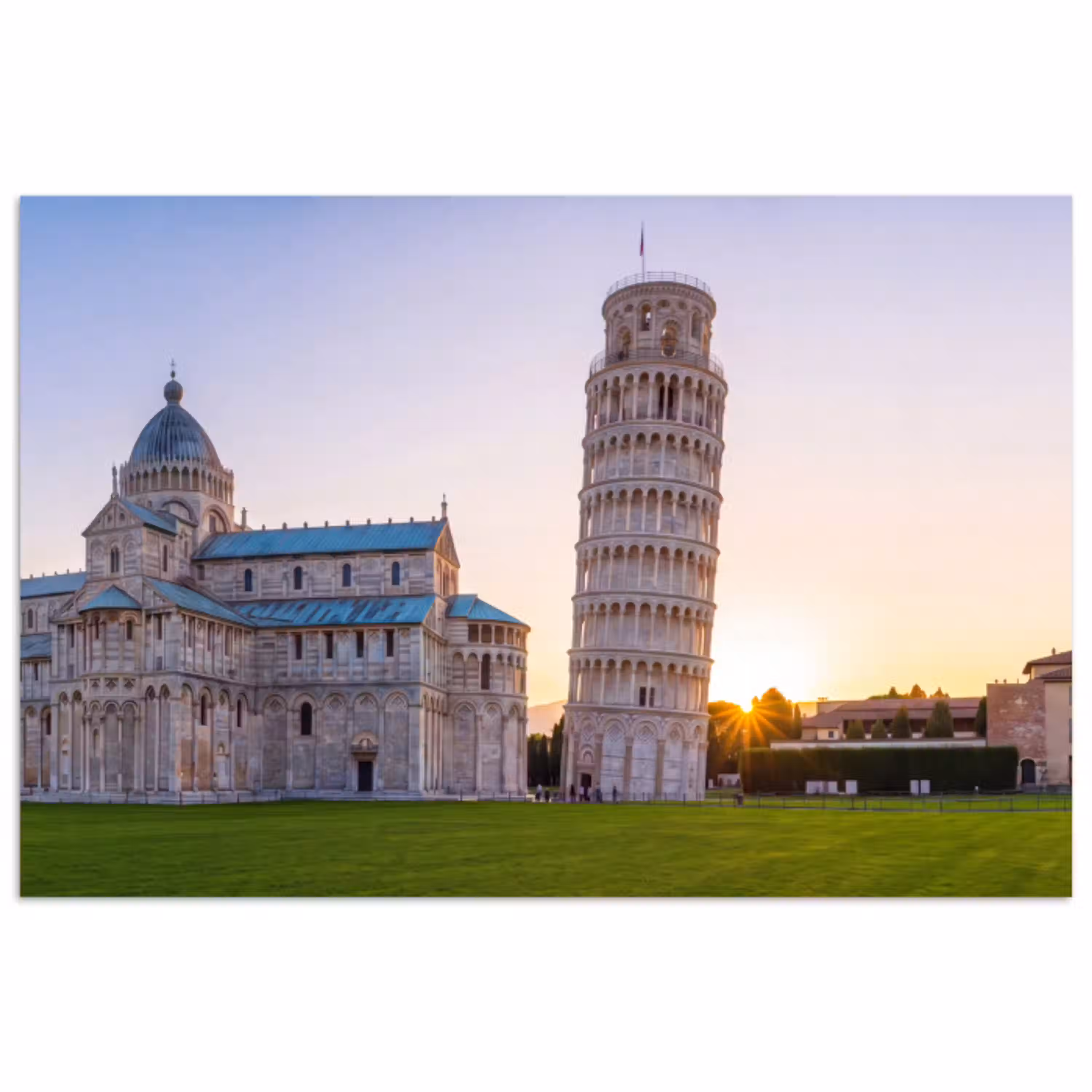 Architectuur - Toren - Pisa - Italië - Zonsondergang poster papier klein -3d