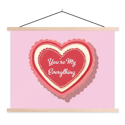 Liefde - Hart - Valentijn textielposter latten blank klein -3d