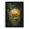 Poort - Planten - Zonsondergang fotolijst zwart zonder passe partout klein -3d