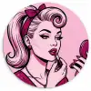 Vintage - Vrouw - Roze Wandcirkel kunststof plaat 5mm dik klein -3d