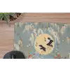 Kraanvogels - Maan - Bloemen - Blauw muismat rubber klein -closeup