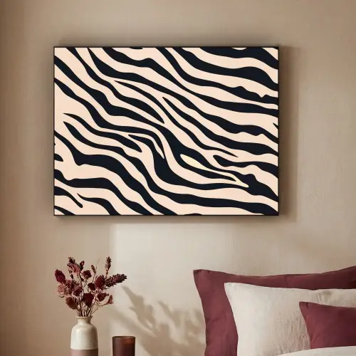 Zebraprint - Dynamisch - Roze Textielframe zwart klein -sfeer1