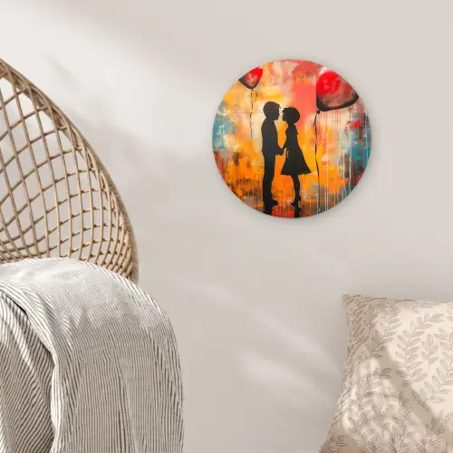 Street art - Liefde - Graffiti - Kunst - Banksy Wandcirkel kunststof plaat 5mm dik klein -sfeer5