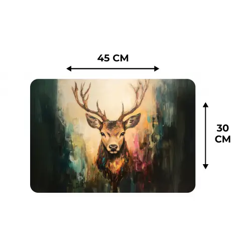 Hert - Geverfd - Gewei - Bruin Placemat vinyl groot -specs
