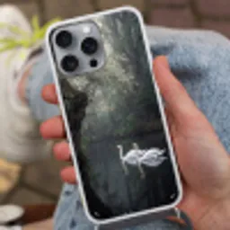 Zwanen - Rivier - Bos Hoesje iPhone 16 Pro Max met koord klein -sfeer3