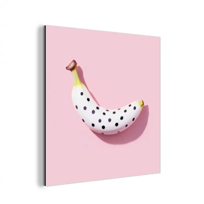 Banaan - Stippen - roze aluminium wit klein -3d