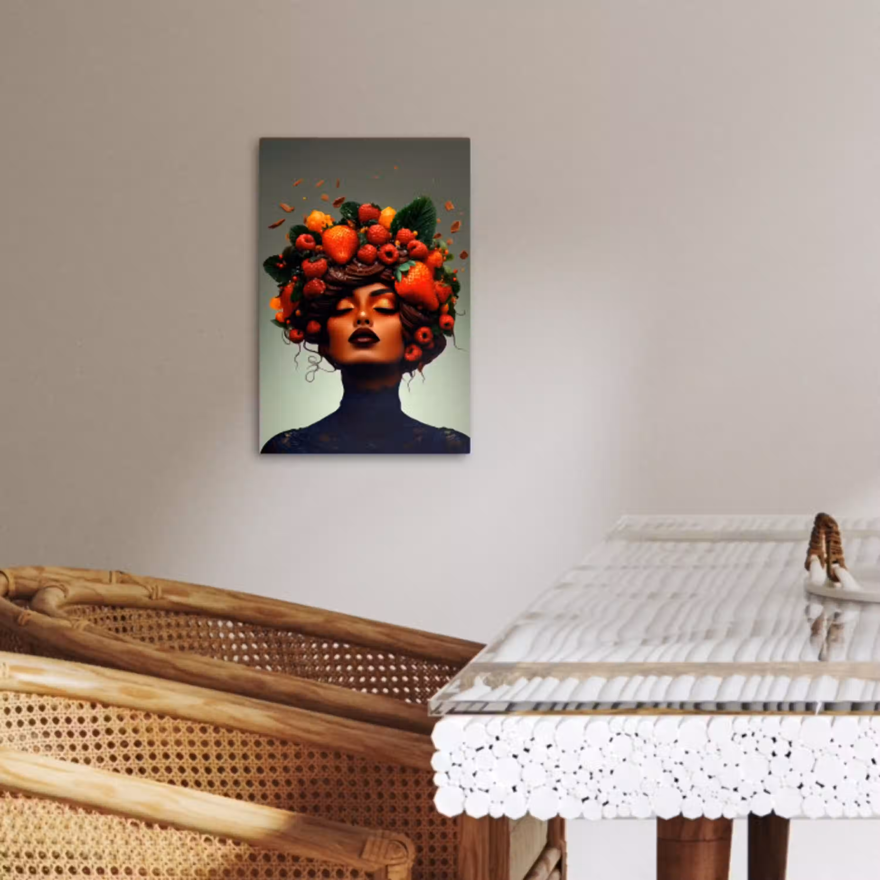 Vrouw - Chocolade - Frambozen - Aardbeien - Koekjes KitchenYeah - Keuken - Canvas klein -sfeer3
