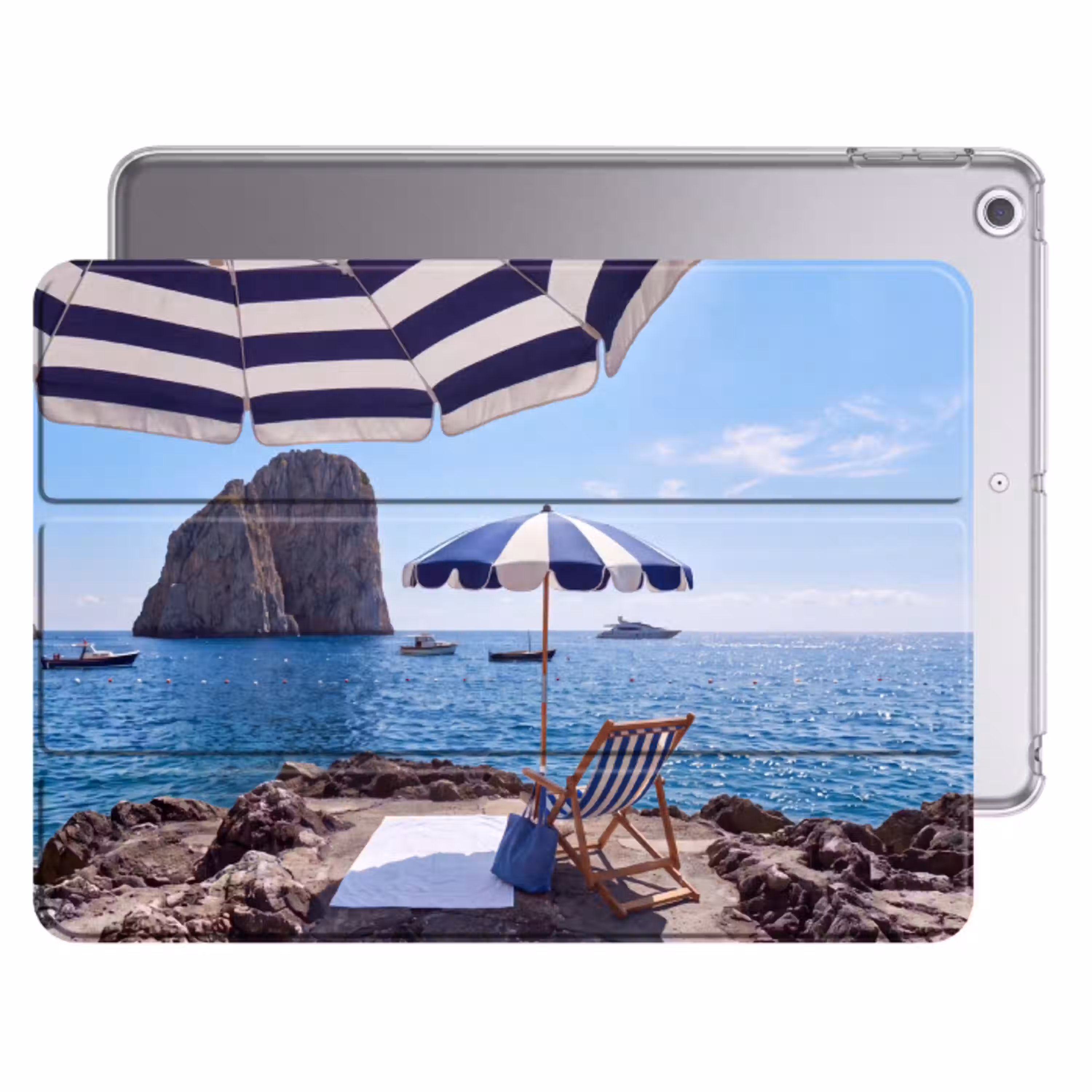 Strand - Ligstoel - Parasol - Zomer - Blauw Apple iPad 2017 middel -threedimensional_3d_global