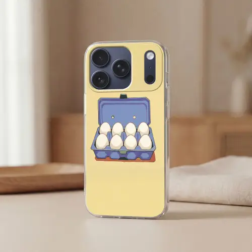 Eieren - Doos - Minimalistisch - Blauw Telefoonhoesje iPhone 17 Pro klein -sfeer2