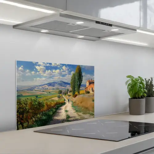 Mensen - Wandelen - Zandpad - Velden keuken achterwand spatscherm klein -3d_schuin