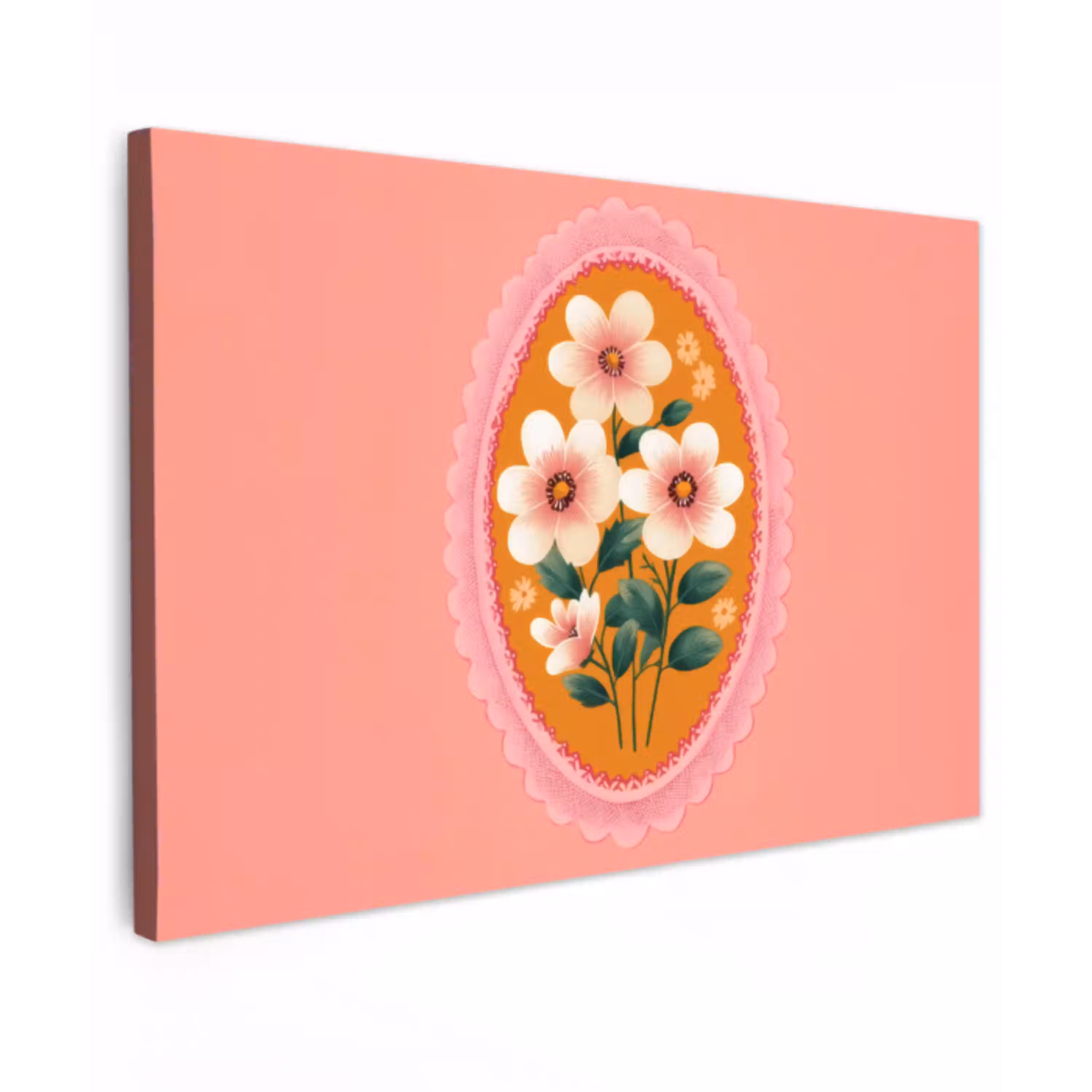Illustratie - Bloemen - Rand - Roze canvas 2cm klein -z3d