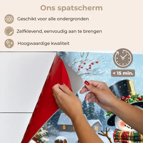 Sneeuwpop - Winterdorp - Kleurrijk keuken achterwand spatscherm klein -spatscherm_NL