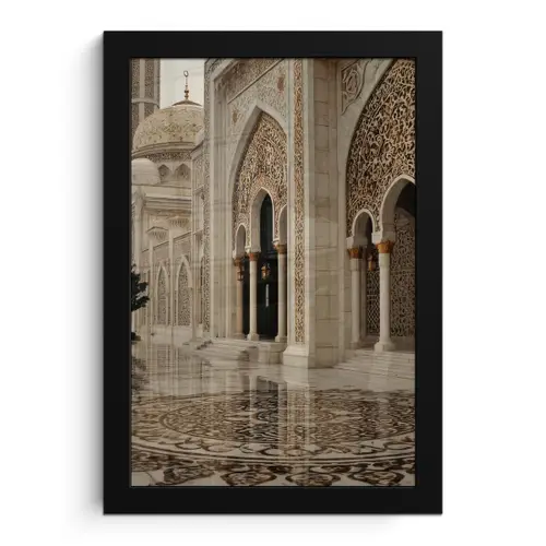 Gouden details - Marmer - Grote bogen fotolijst zwart zonder passe partout klein -3d