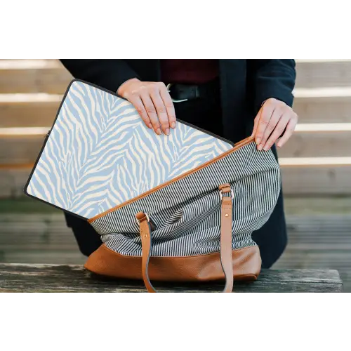 Zebra - Motief - Blauw - Wit laptophoes neopreen klein 279 -tas