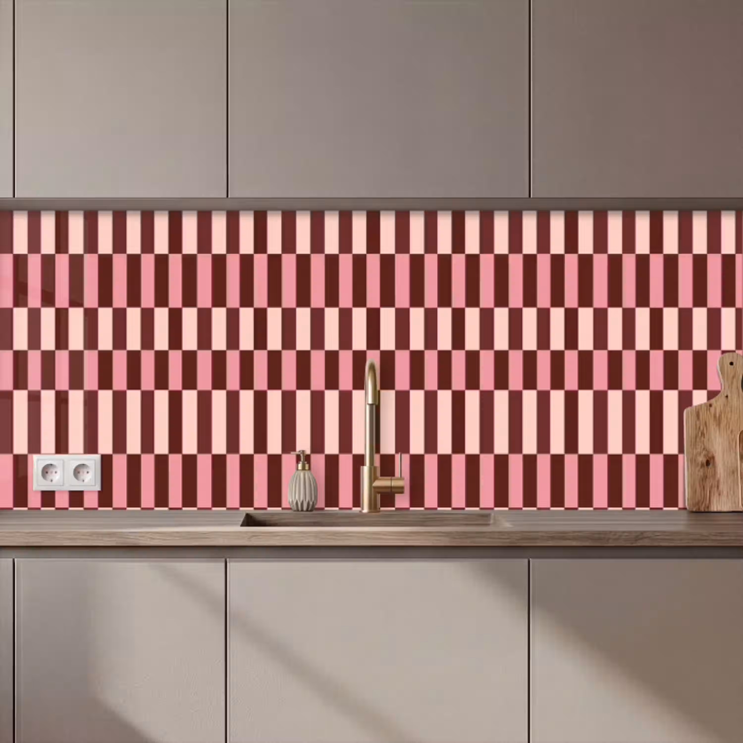Roze - Rood - Blokjes keuken achterwand 2 middel 871 zz_3dshopping