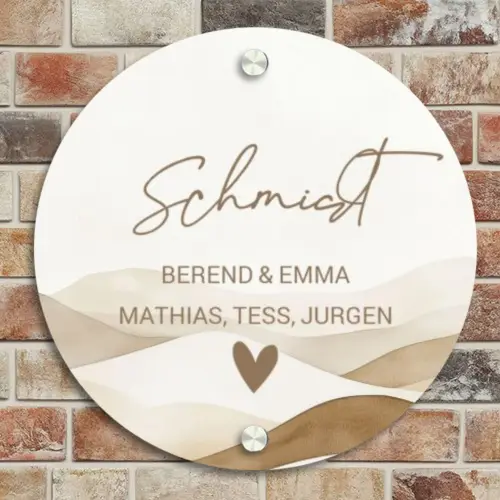 Beige landschap - Sierlijk Naambord Rond klein -sfeer2