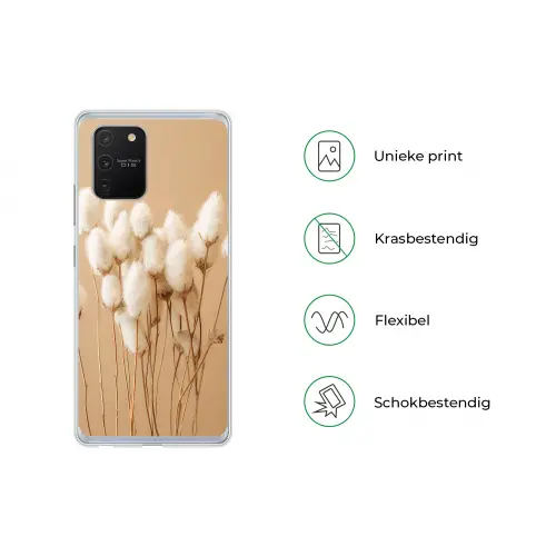 Bloemen - Planten - Bruin - Pastel Telefoonhoesje Samsung Galaxy S10 Lite klein -specsS10Lite