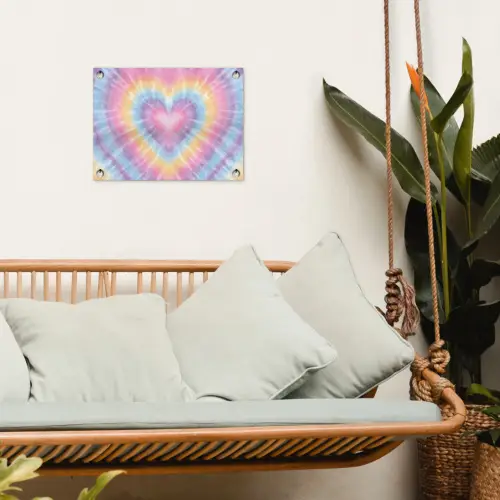 Hartvorm - Pastelkleuren - Tie Dye tuinposter los doek klein -sfeer7