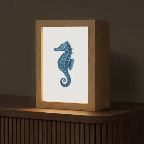 Zeepaardje - Staart - Blauw Light Box met kabel (Tafellamp) klein -z3d_website