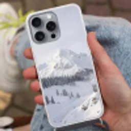 Berg - Sneeuw - Winter - Natuur - Wit Hoesje iPhone 16 Pro Max met koord klein -sfeer3