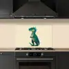 Dinosaurus - Turquoise - Stekels keuken achterwand spatscherm klein -sfeer1