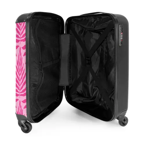 Patroon van bladeren in licht- en donkerroze NBS - Handbagage koffer - Kinderen Unisex middel -binnenkant